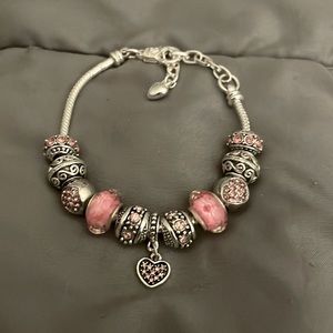 a hearted bracelet (pink,silver,purple)
